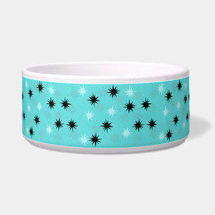 Tigela Torquoise Atômica Starbursts Cerâmico Pet Bowl