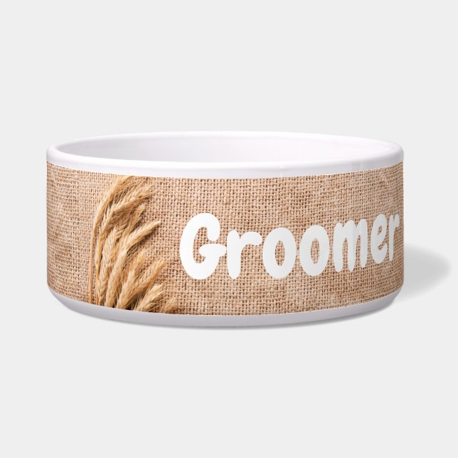 Tigela Trigo de Pet Bowls Personalizado no Burlap Sack Co (Frente)