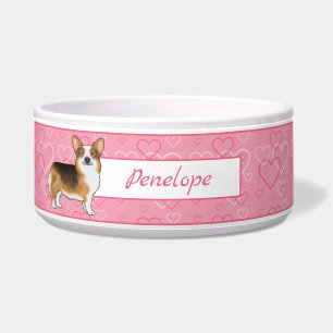 Tigela Tripla Vermelha Tripla Pembroke Welsh Corgi Hearts