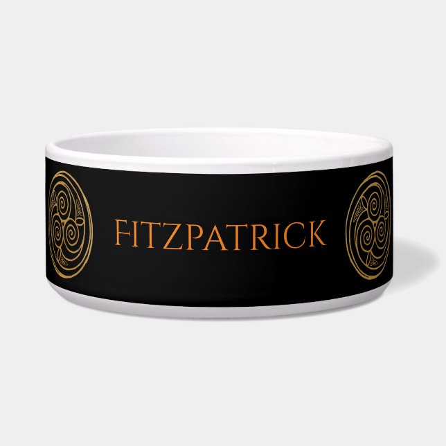 Tigela Triple Celtic Knot Swirl Mandala Cerâmica Pet Bowl (Frente)