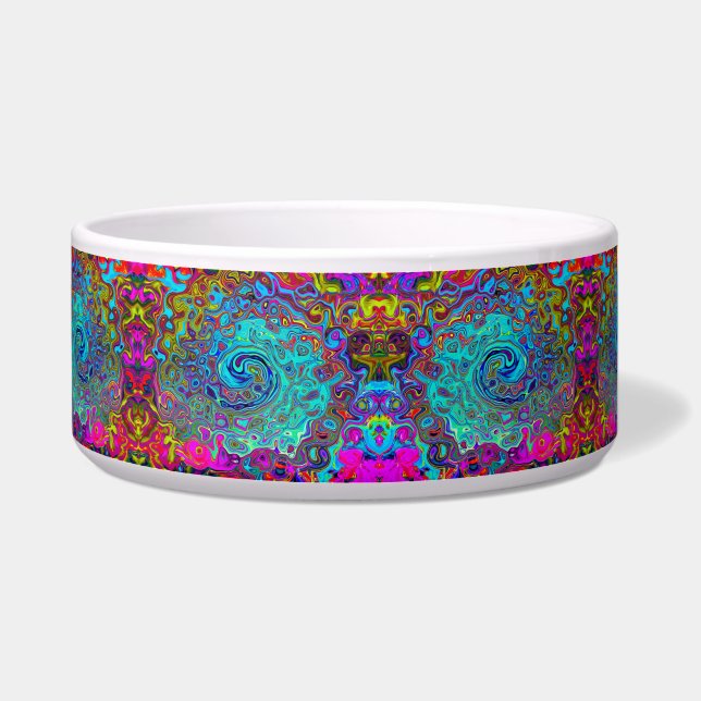 Tigela Trippy Sky Blue Abstrato Retro Liquid Swirl (Direita)