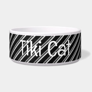 Tigela Tubagens Metálicas Pet Bowl com Texto TIKI CAT