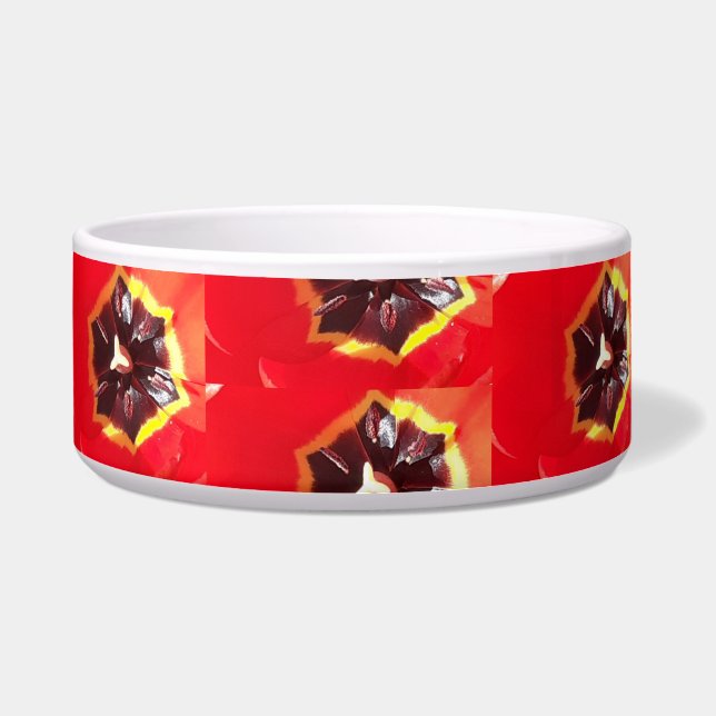 Tigela Tulipas Vermelhas Escarlate Pet Bowl (Frente)