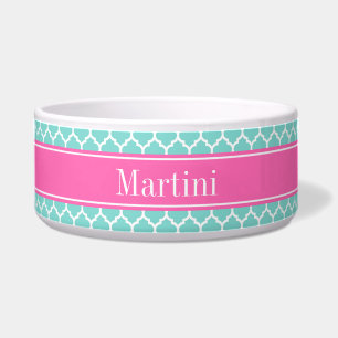 Tigela Turquesa com o marroquino #5 Hot Pink2 Name Monogr