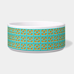 Tigela Turquesa Retroativa e Trellis Cerâmica Pet Bowl