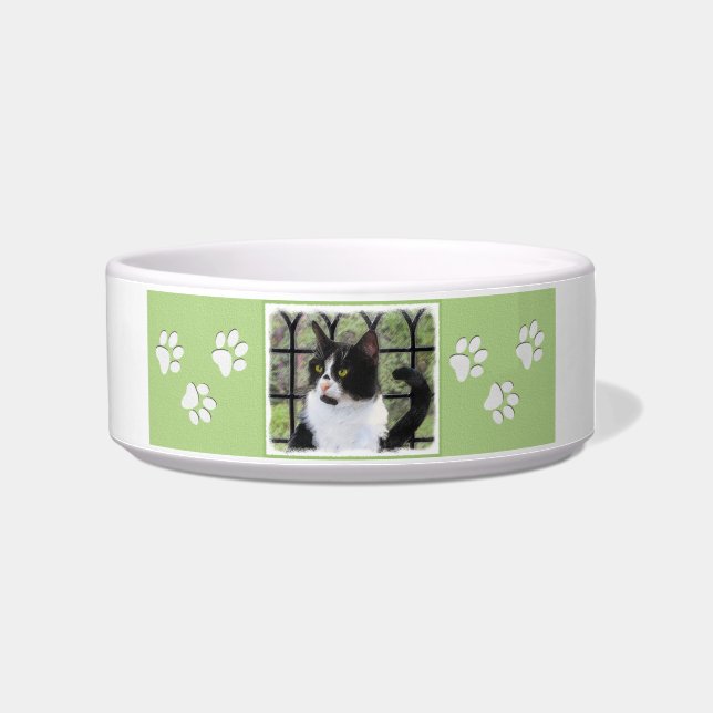 Tigela Tuxedo Cat em Pintura de Janela Arte Animal Origin (Direita)