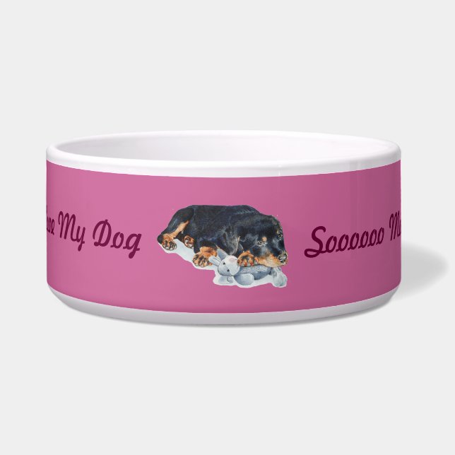 Tigela ursinho de afago bonito do cão de filhote de (Frente)