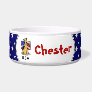 Tigela USA American Flag Airedale Terrier Dog - Cute