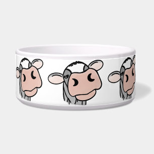 Tigela vaca de desenho animado preto branco rosa beijo ci