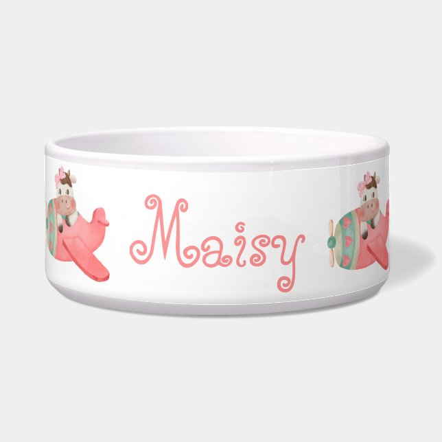 Tigela Vaca e avião em bruto,Cores d'água,Simples,Persona (Frente)