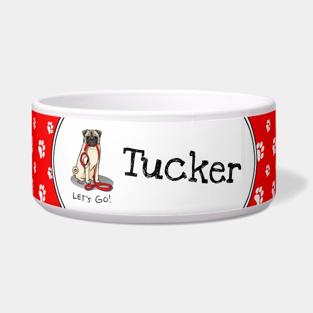 Tigela Vamos! (caminhada) Cachorro-Pug (desmazelado claro (Frente)