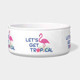 Tigela Vamos ter Flamingo Tropical Cute Design de Cachorr