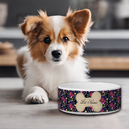 Tigela Vaso de Cachorro ou Gato com Buquê de Flores Preto