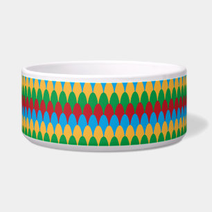 Tigela Verde Azul Amarelo e Escalas Geométricas Vermelhas