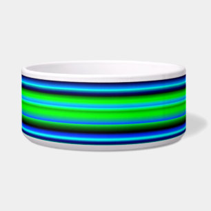 Tigela verde, azul, listras pretas, padrão artdeco