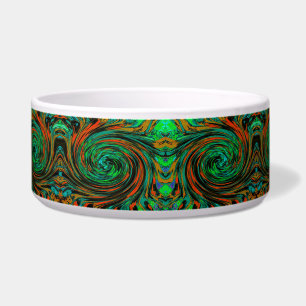 Tigela Verde limão e Grelha de Abstrato Laranja