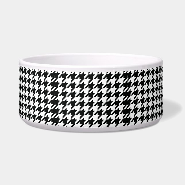 Tigela Verificação de houndstooth Clássico Branco Preto (Frente)