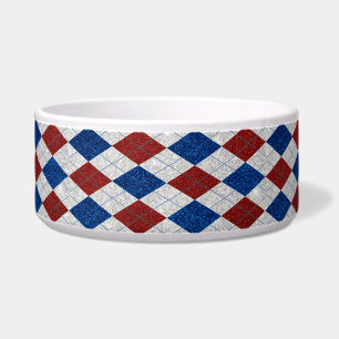 Tigela Vermelho, Branco, Azul Argyle 4 de julho Glitor
