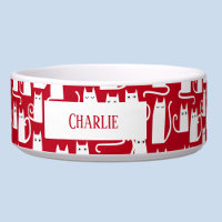 Vermelho e branco de gato divertido personalizado