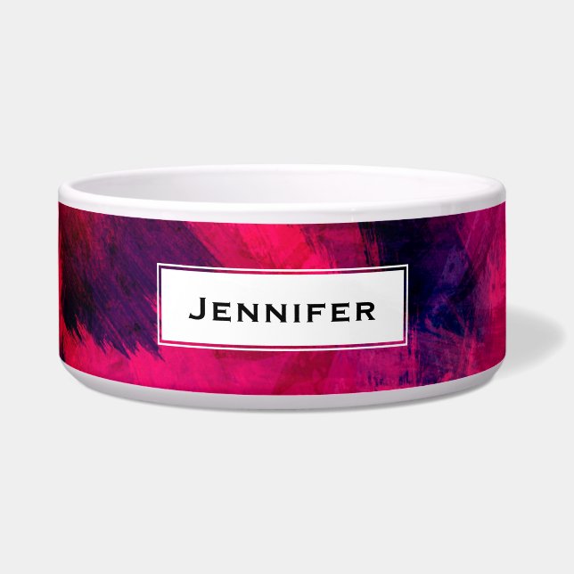 Tigela Vermelho escuro e roxo, preto e Abstrato moderno (Frente)