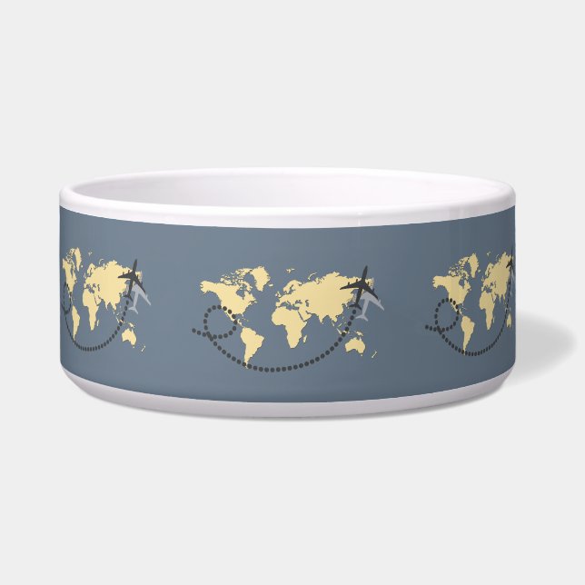 Tigela viagem de vamos da ilustração mundial (Frente)