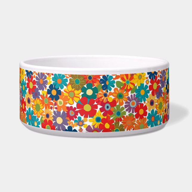 Tigela Vibrant Retro 60s Daisy Flower Power Pattern (Frente)