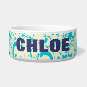 Tigela Vintage Aqua Blue Scrolls floresce Personalizado