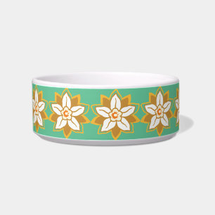 Tigela Vintage Padrão floral verde e amarelo Jonquil