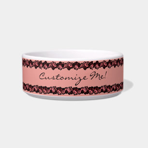 Tigela Vintage personalizável, cor-de-rosa, bacia de cães