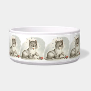 Tigela Vintage Puppy Art Shaggy Dog