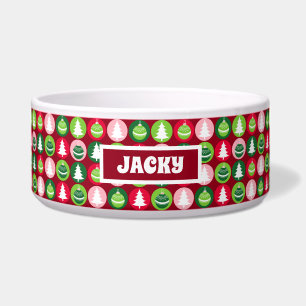 Tigela Vintage Retro Árvores de Natal e Ornamentos Cão