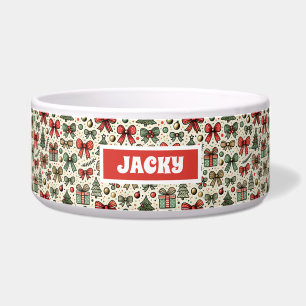 Tigela Vintage Retro Christmas Bolinhas Arcos Dog