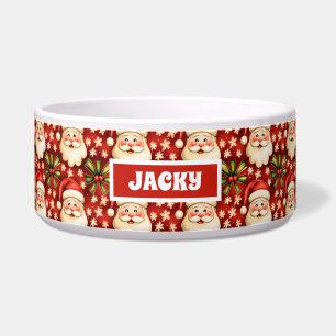 Tigela Vintage Retro Natal Papai Noel e Arcos Cão