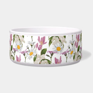 Tigela Violeta rosa, margarida tropical e flores silvestr