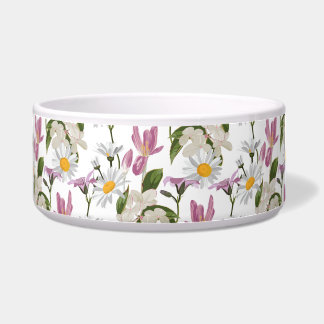 Tigela Violeta rosa, margarida tropical e flores silvestr