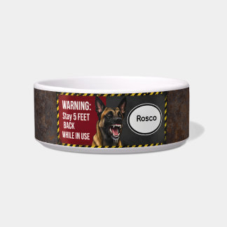 Tigela Warning Stay 5 Feet Back Belgian Malinois Pet Bowl