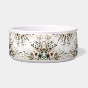 Tigela Watercolor Ivory Blue Flowers Cerâmica Pet Bowl