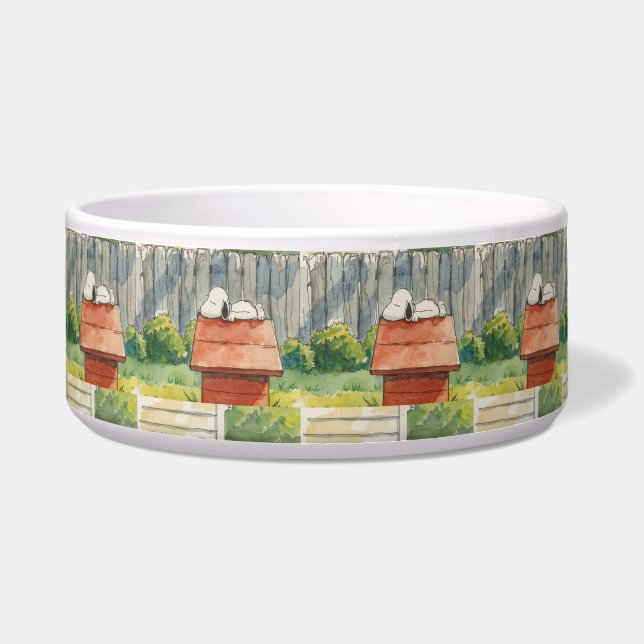 Tigela Watercolor Sleeping Dog on Red Doghouse Art (Frente)