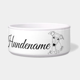 Tigela Whippet Minimalist Line Art personalized food bowl