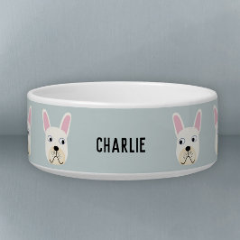 Tigela White ou Cream French Bulldog Name Bowl