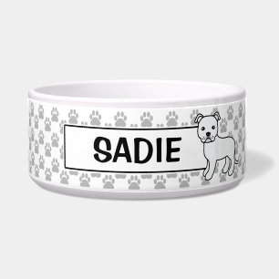 Tigela White Staffordshire Bull Terrier E Nome