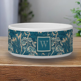Tigela William Morris Tealish Blue Tulip com Monograma