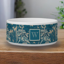 William Morris Tealish Blue Tulip com Monograma