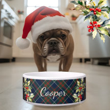 Xadrez azul-tartan Natal Holly Name dog