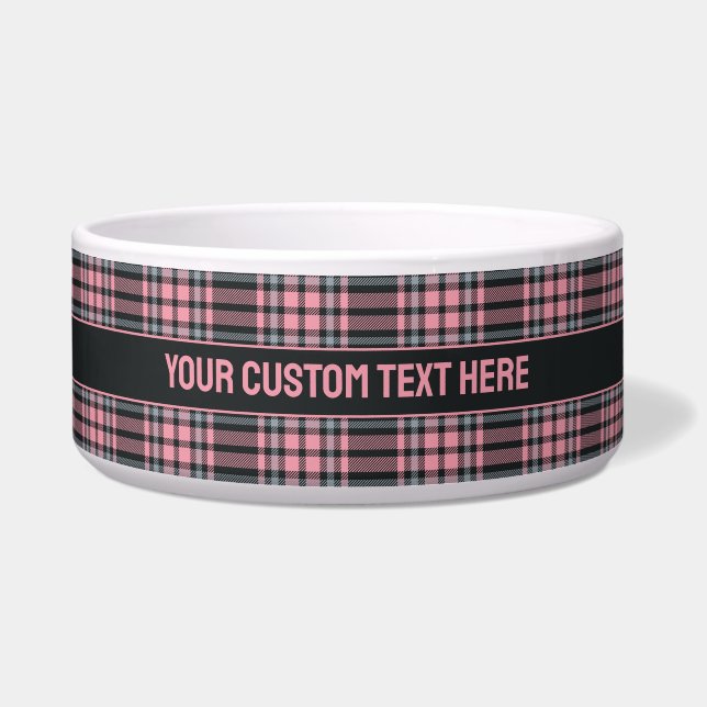Tigela Xadrez de Texto Personalizada / Padrão de Tartan (Frente)