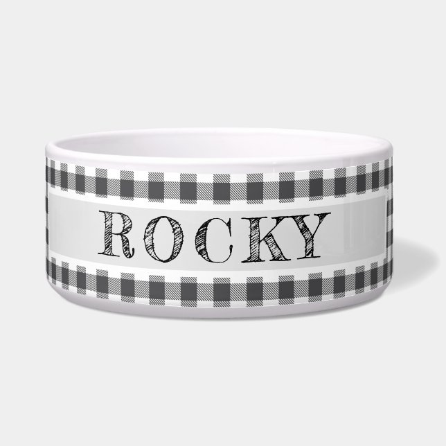 Tigela Xadrez Preto e Branco Rústico de Búfalo Lumberjack (Frente)