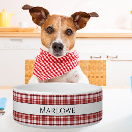 Tigela Xadrez Vintage | Controlos em branco vermelho em b