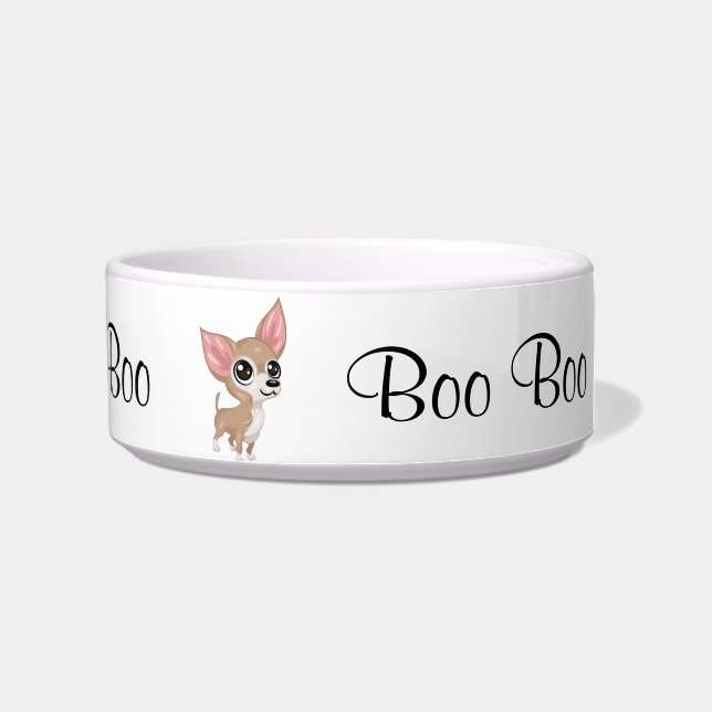 Tigela Xeque Chihuahua White Pet Bowl Adicione Nome (Direita)
