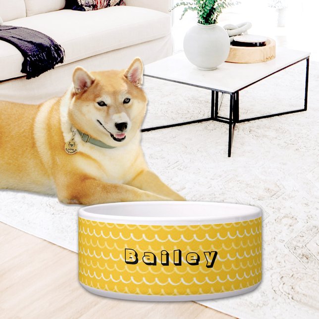 Tigela Yellow Waves Pattern Ceramic Pet Bowl (Criador carregado)