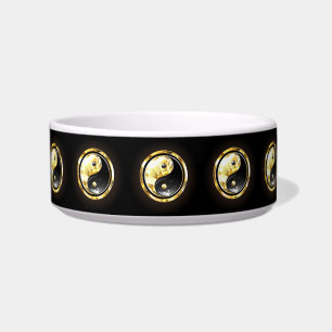 Tigela Yin Yang dourado em preto